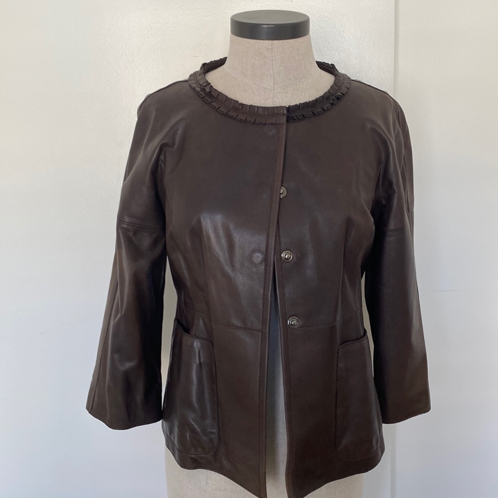 Leather Dk Brown Jacket size 8 Charles Nolan